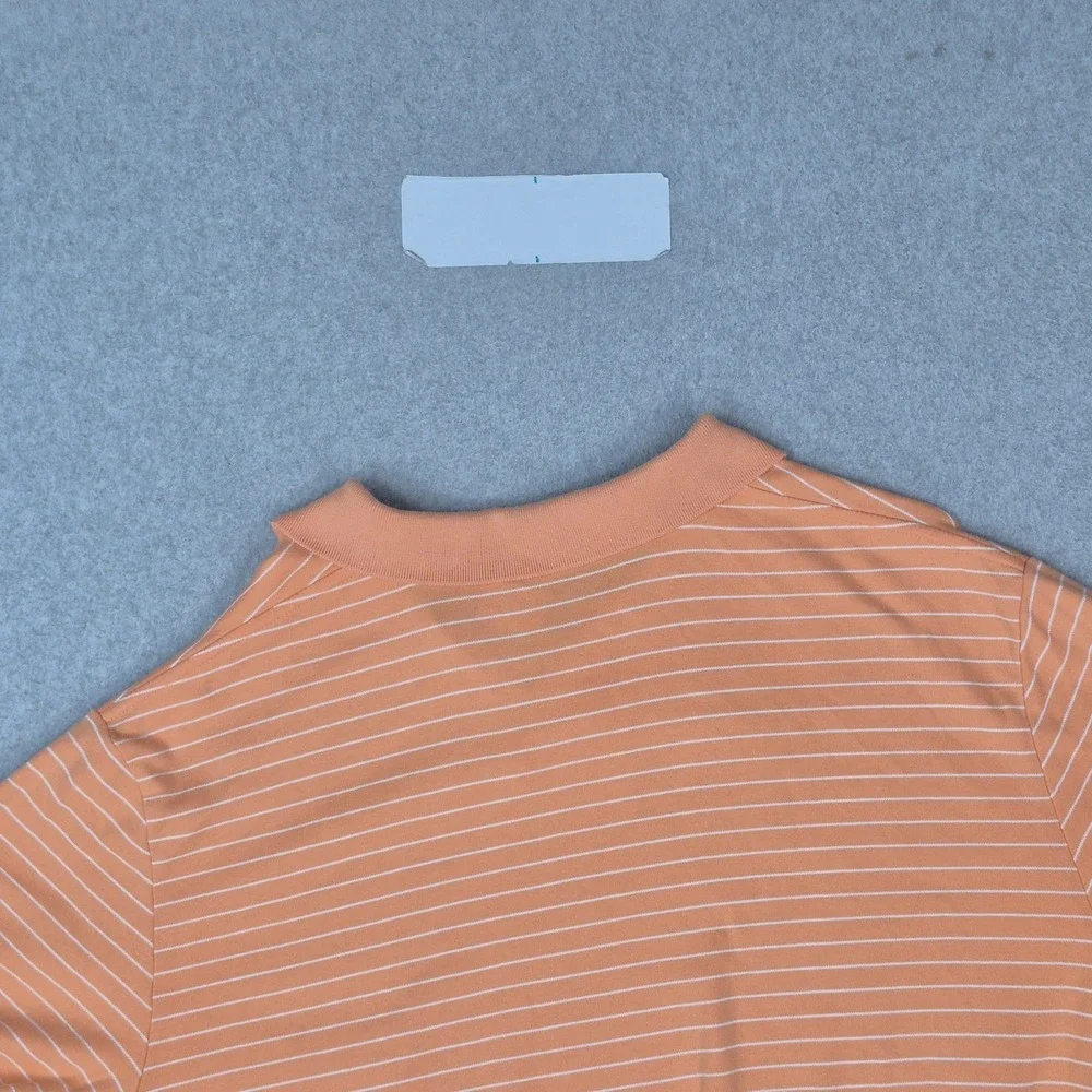 VINTAGE Polo Ralph Lauren Men Polo XL Orange Striped Logo Embroidered Collar